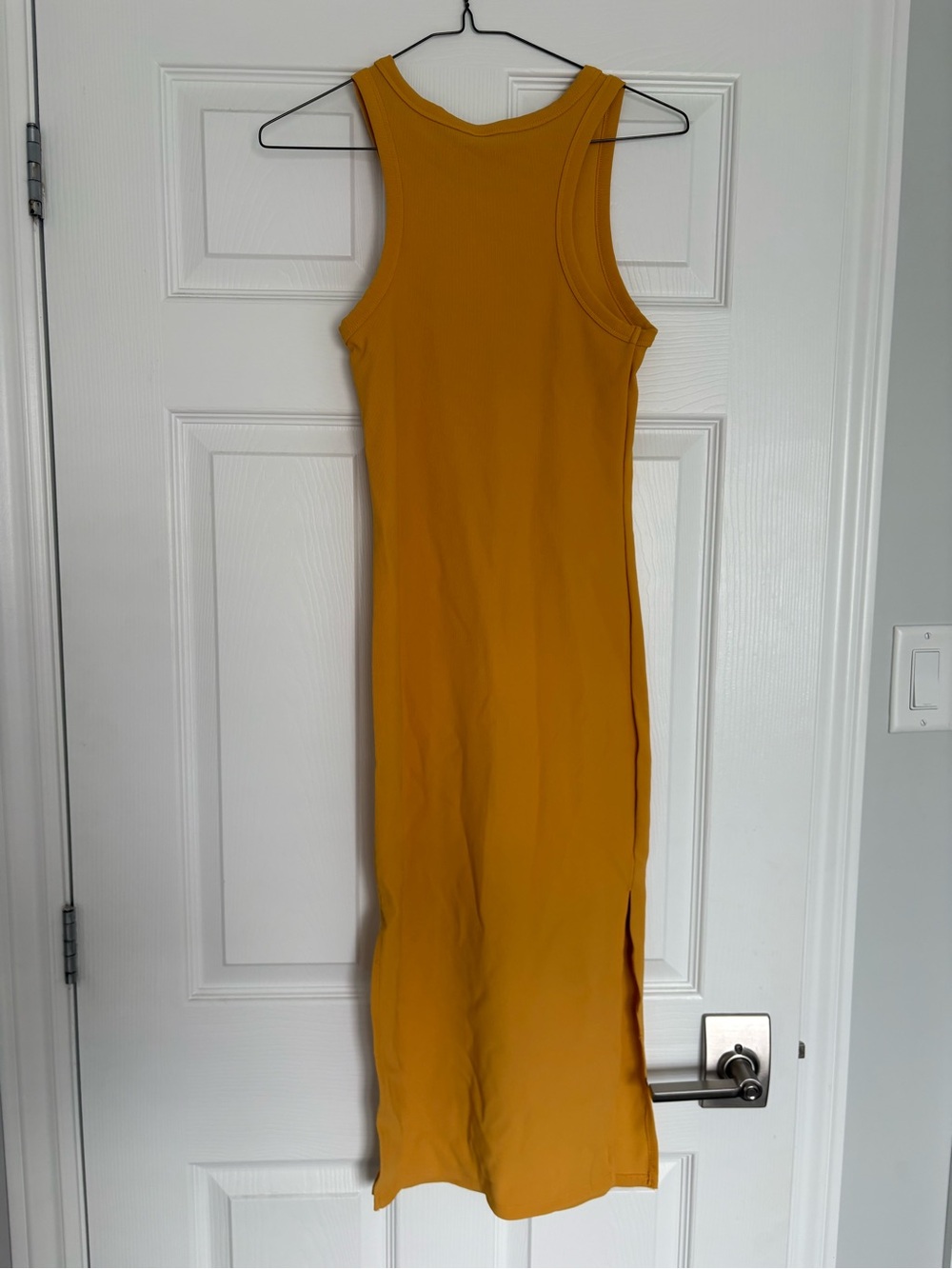 Sleeveless Mustard Ribbed Tank Dress - Picture 2 of 3